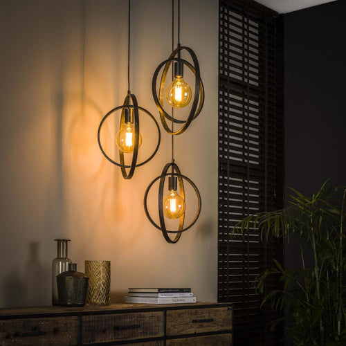 Giga Meubel Hanglamp Turn Around - Zwart - 3-Lichts - 40x40x150cm