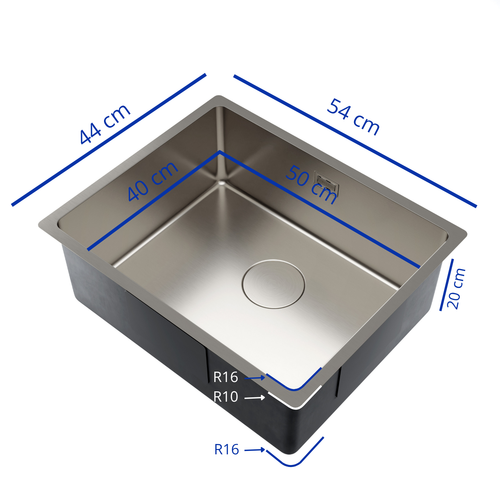 LOMAZOO spoelbak Nexion - RVS - chroom - 50 x 40 cm