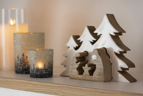 J-Line decoratie Kerststal Kribbe in denneboom - hout - wit/naturel - kerstversiering - vtwonen shop