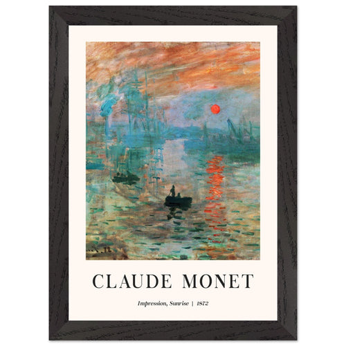 Artfulprints Poster met Lijst Claude Monet - Impression sunrise   - A4 21x29.7 cm - Meerkleurig