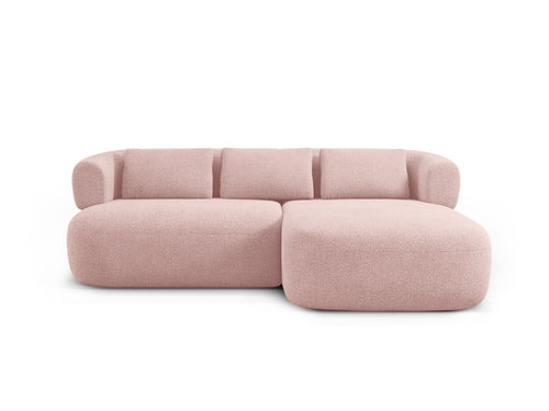 Micadoni rechter hoekbank Jenny 5-zits, boucle poederroze - 145x200x73cm