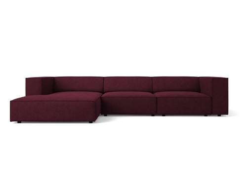 Cosmopolitan Design linker hoekbank Arendal 4-zits, chenille met ribbeleffect, robijn - 166x284x70cm