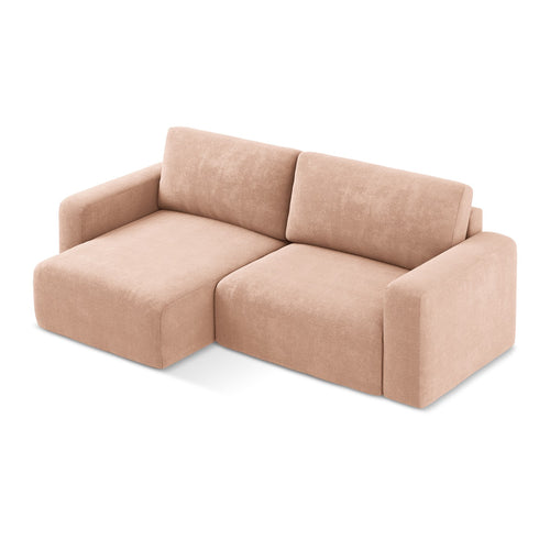 LaMiaSofa hoekbank links Ostia - chenille stof - perzik - 244x149x79