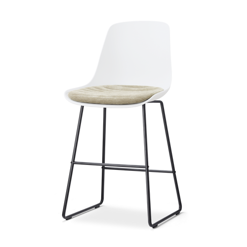 Nolon Nino-Liv barkruk wit met nougatbruin zitkussen - zwart onderstel - 65 cm