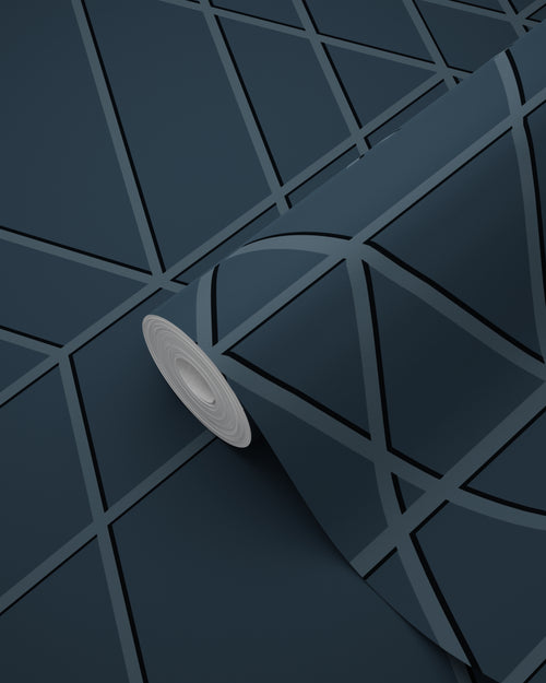ESTAhome behang grafisch 3D motief donkerblauw - 50 x 900 cm - 139605 - vtwonen shop