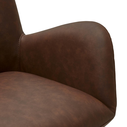 Furnhouse eetkamerstoelen armleuning Jennifer - Cognacbruin - Kunstleer - Set van 4