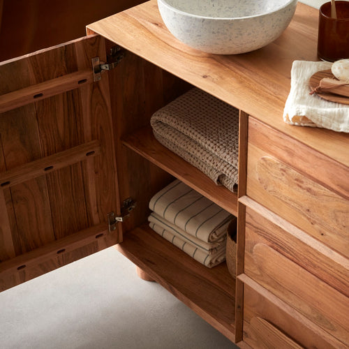 Tikamoon Badmeubel van massief acaciahout 120 cm - Naturel