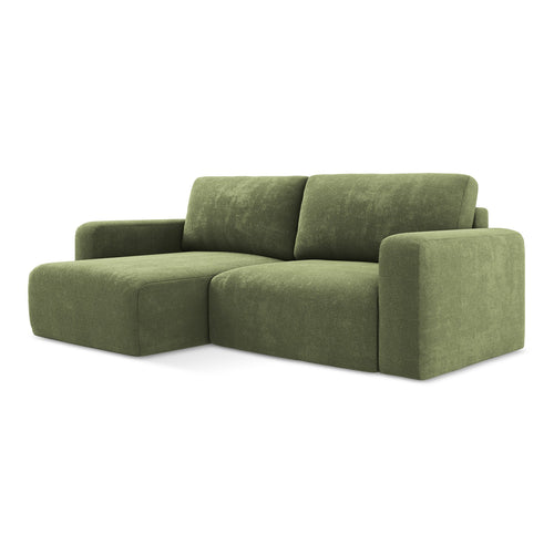 LaMiaSofa hoekbank links Ostia - chenille stof - groente - 244x149x79
