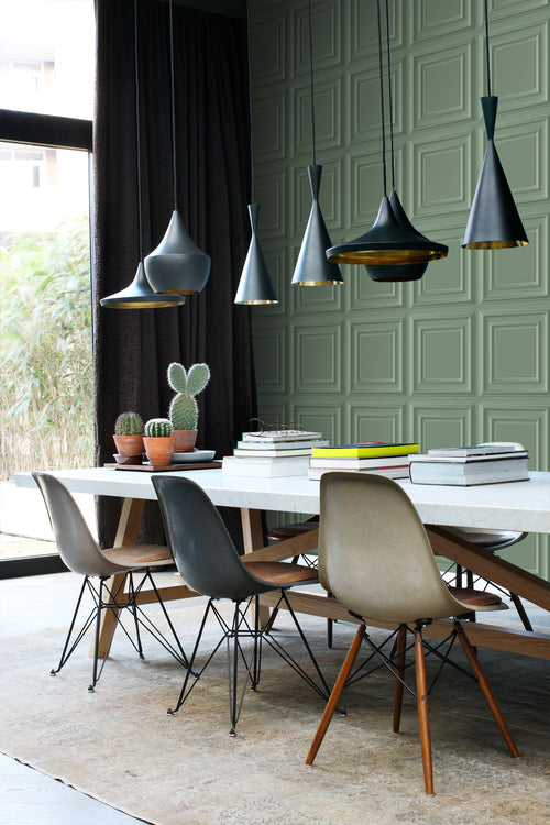 Origin Wallcoverings behang wandpanelen vergrijsd groen - 53 cm x 10,05 m - 347830 - vtwonen shop