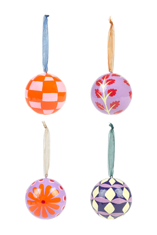 Calma House Set van 4 ornamenten Mery - Roze - Diam. 7