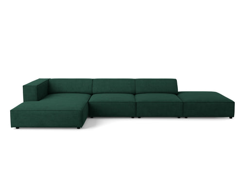 Cosmopolitan Design linker hoekbank Arendal 5-zits, chenille met ribbeleffect, flessengroen - 166x341x70cm