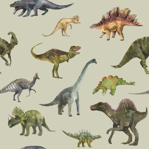 Sanders & Sanders behang dinosaurussen vergrijsd groen - 50 x 900 cm - 935367