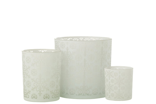 J-Line windlicht Sneeuw - glas - wit - large - vtwonen shop