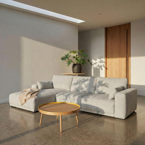Furnhouse chaise longue bank links California - Lichtgrijs - Stof - 105x305x85