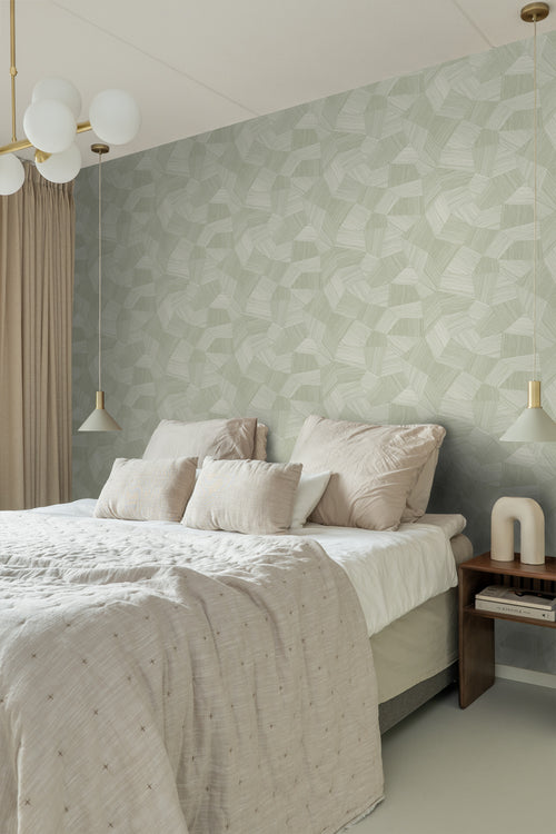 Origin Wallcoverings behang grafisch 3D motief licht vergrijsd groen - 0.53 x 10.05 m - 347984 - vtwonen shop