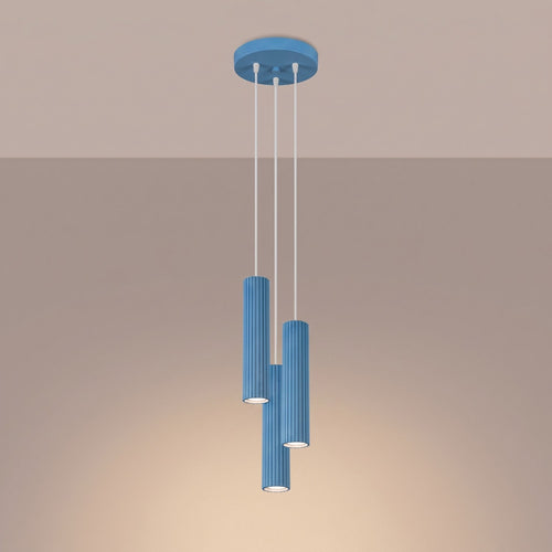 Sollux Lighting Hanglamp KARBON 3P lichtblauw - 19,5x19,5x108cm