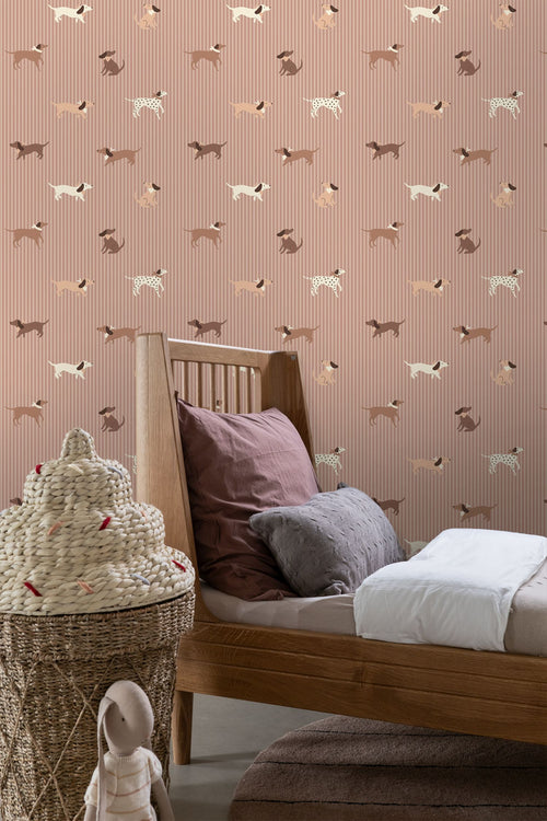 ESTAhome behang honden oudroze - 50 x 900 cm - 131903