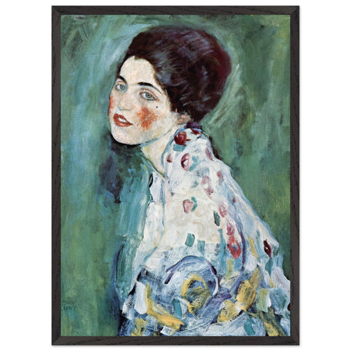 Artfulprints Poster met Lijst Gustav Klimt - Portrait of a lady   - 50x70 cm - Donkergroen