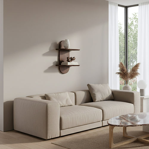 Raw Materials Bullnose mangohouten wandplank dubbel - 35x18x50 cm