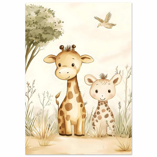 Artfulprints  Liefdevolle giraffen   poster 50x70 cm - vtwonen shop