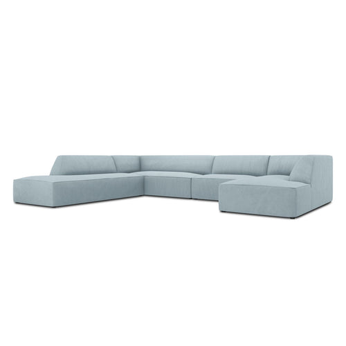 Cosmopolitan Design - Panoramische hoekbank links Siena 7-zits, ribfluwelen lichtblauw - 273x366x69cm