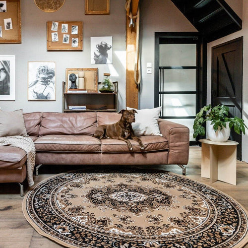 Interieur05 Vintage Vloerkleed Bruin Rond - Perzisch - Retro - Nain - 100 x 100 cm - vtwonen shop