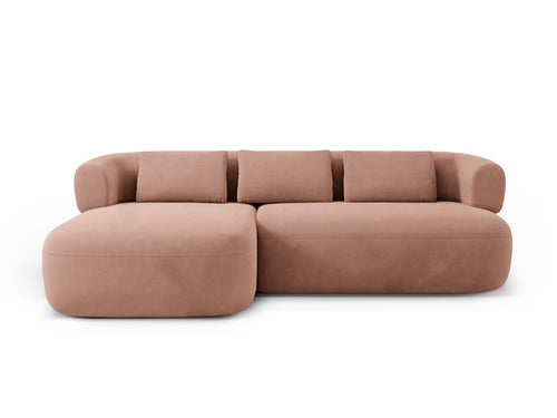 Micadoni linker hoekbank Jenny 5-zits, flueel terracotta - 145x225x73cm