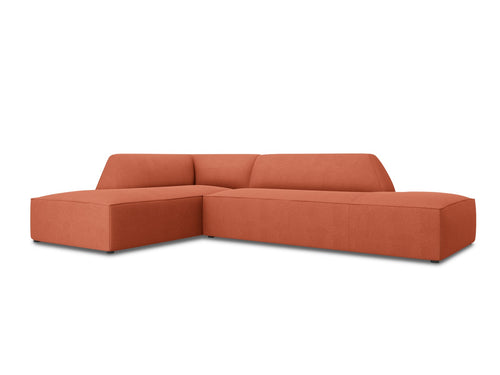 Micadoni linker hoekbank Ruby 4-zits, structurele stof, koraal - 180x273x69cm