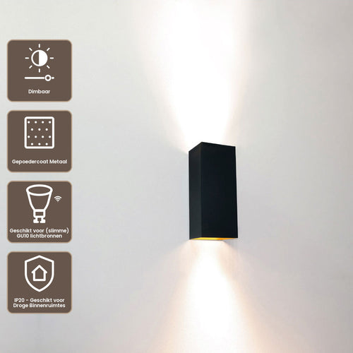 Artdelight Wandlamp Dante 2 - Zwart/Goud