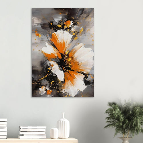 Artfulprints Canvas Abstract floral expression canvas - 100x150 cm - Oranje