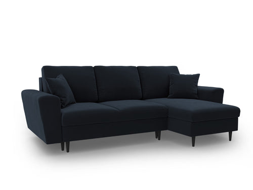 Cosmopolitan Design Omkeerbare converteerbare hoekbank met opbergdoos Kyoto 4-zits, flueel donkerblauw - 145x241x88cm