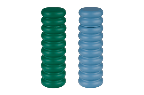 noo.ma Suli Grinder set van 2 kruidenmolens - gelakt beukenhout, keramisch maalmechanisme, blauw & groen