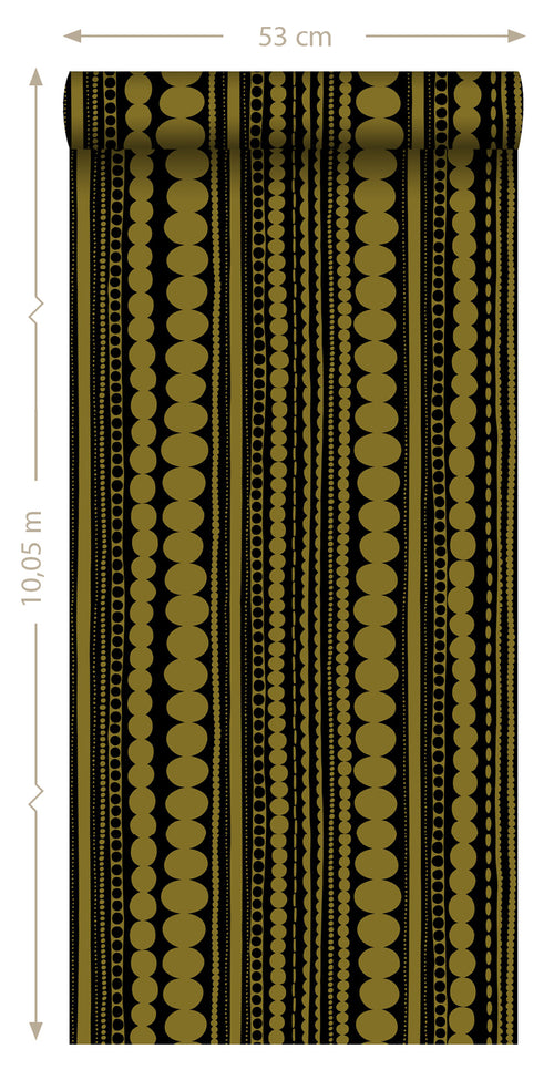 ESTAhome behang kralen zwart en glanzend goud - 53 cm x 10.05 m - 128822