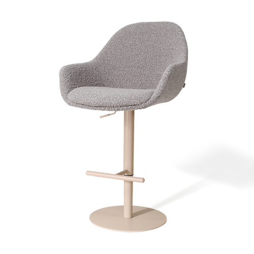 Nolon Niva-Mae tulp barkruk bouclé taupe verstelbaar - beige poten