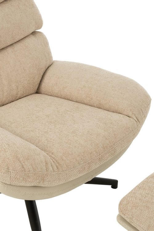 J-Line zetel Relax + Voetbank - metaal/multiplex - beige/zwart