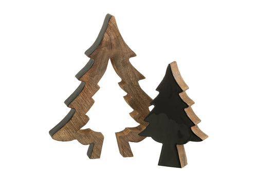 J-Line kerstdecoratie Boom Puzzel - hout - zwart/naturel - small - vtwonen shop