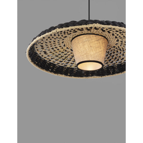 Nova Luce CAPA Dome hanglamp voor plafond, natuurlijk, zwart, E27, 1x12W