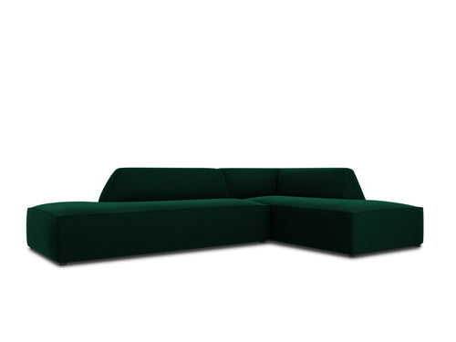 Micadoni - Rechter hoekbank "Ruby" 4 zitplaatsen, flueel, flessengroen - 180x273x69cm