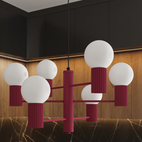 Sollux Lighting Kroonluchter HALO 6 bordeauxrood - 64x64x230cm