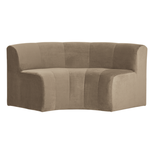 WOOOD eetbank halfronde hoek rug Mojo Base - Velvet - Khaki - 83x152x76
