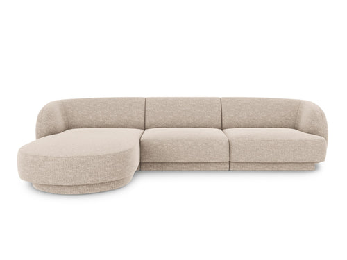 Micadoni linker hoekbank Miley 4-zits, structurele stof beige - 156x255x70cm
