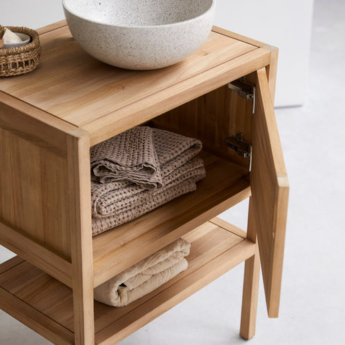 Tikamoon Massief teakhouten wastafelmeubel 60 cm - Naturel