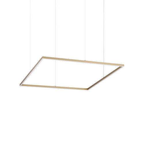 Ideal Lux ORACLE SLIM Vierkante 90 cm niet-dimbare ronde LED-pendellamp met geïntegreerde LED-verlichting, 3000K, messing, 5200lm
