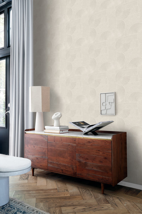 Origin Wallcoverings behang grafisch 3D motief warm grijs - 53 cm x 10.05 m - 348014 - vtwonen shop