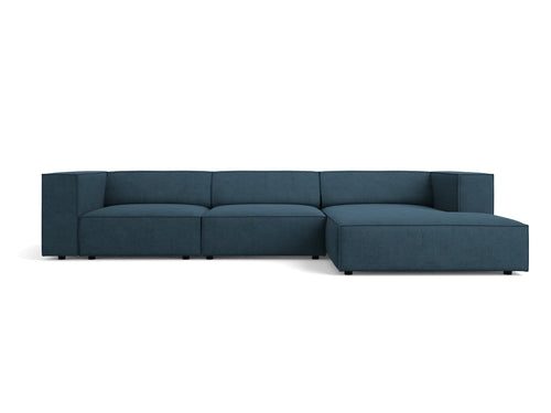 Cosmopolitan Design rechter hoekbank Arendal 4-zits, chenille met ribbeleffect, marineblauw - 166x284x70cm