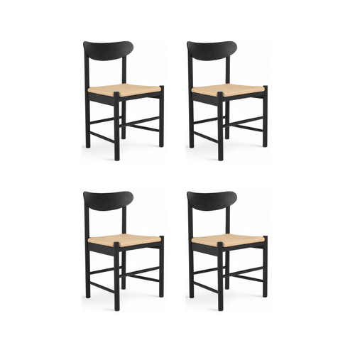 Furnhouse eetkamerstoel Malou - Zwart - Papiergaren - Set van 4