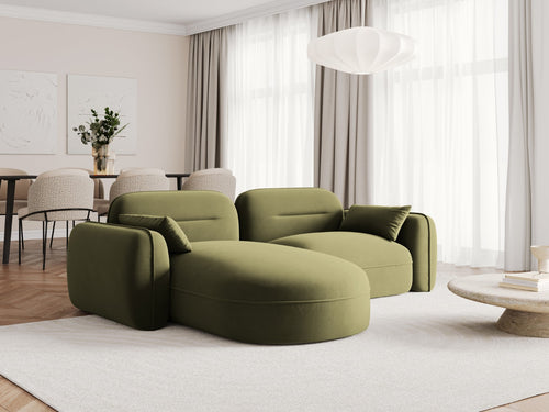 Cosmopolitan Design Modulaire hoekbank links Sydney 3-zits, flueel, lichtgroen - 165x230x70cm