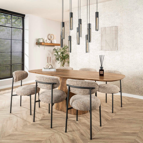 Giga Meubel Eettafel Wave - Naturel Hout - 215x105x77cm