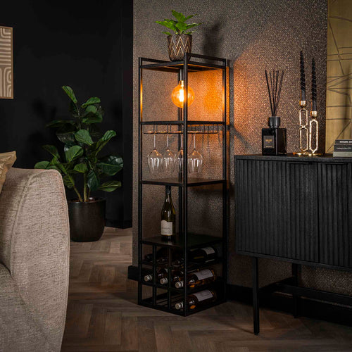 Giga Meubel Wijnreklamp Decorate - Zwart Metaal - 1-Lichts - 33x35x132cm