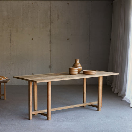 Tikamoon Eettafel van gerecycled massief teakhout voor 6/8 personen - Naturel - vtwonen shop
